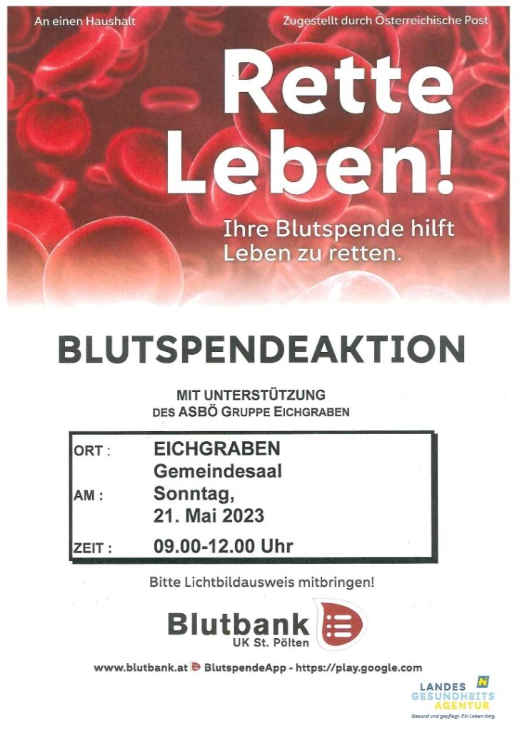 Plakat Blutspenden Mai 23