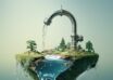 View Fantasy Landscape With Surreal Running Water Tap World Water Day Awareness
