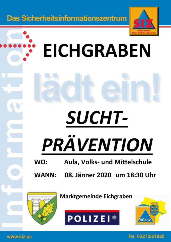 Plakat Suchtprävention 8 Jänner 2020